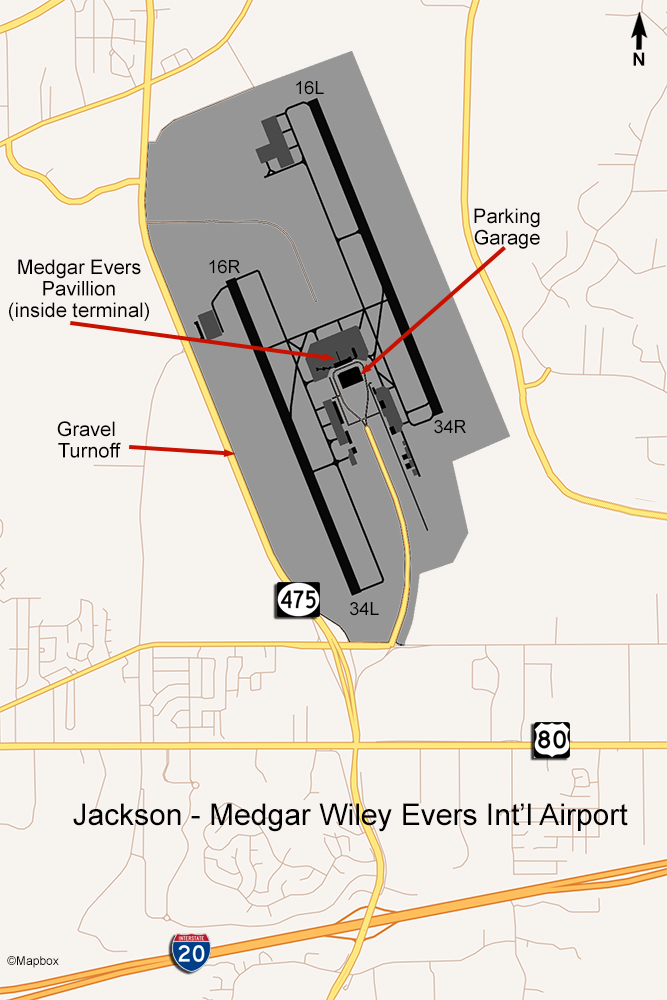 JAN Airport Map